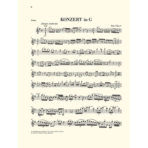 Henle Verlag Haydn Violinkonzert G-Dur