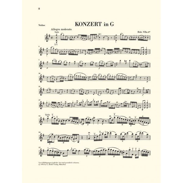 Henle Verlag Haydn Violinkonzert G-Dur