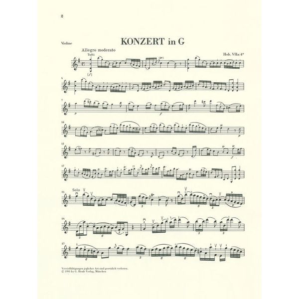 Henle Verlag Haydn Violinkonzert G-Dur