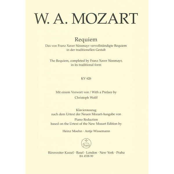 Bärenreiter Mozart Requiem KV626