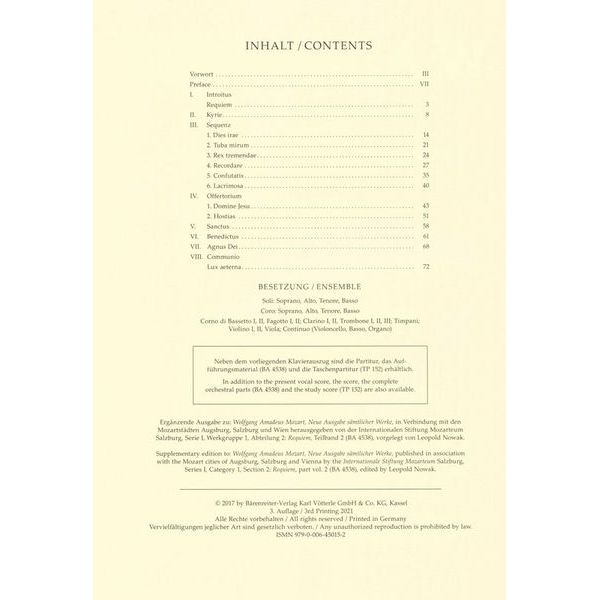 Bärenreiter Mozart Requiem KV626