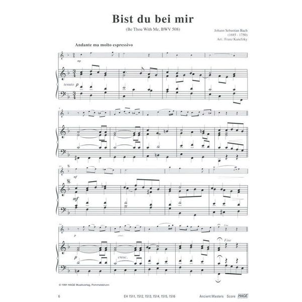 Hage Musikverlag Alte Meister Rec Piano