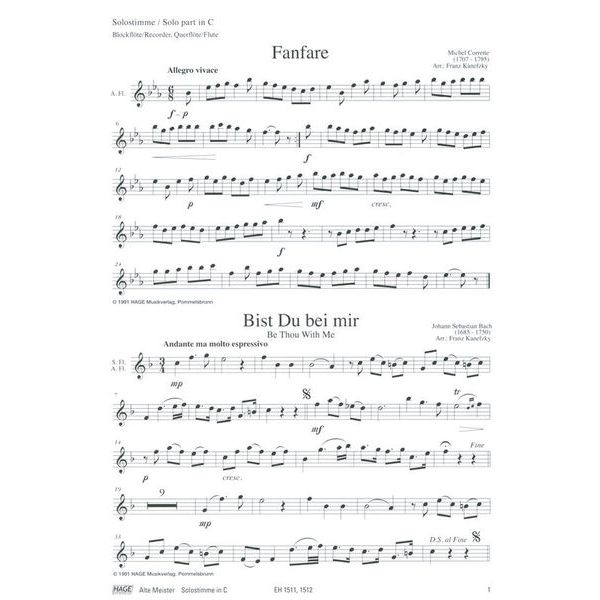 Hage Musikverlag Alte Meister Rec Piano