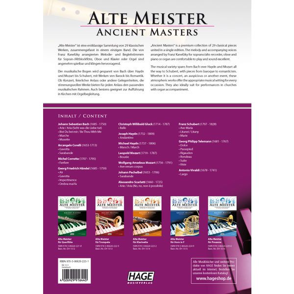 Hage Musikverlag Alte Meister Rec Piano