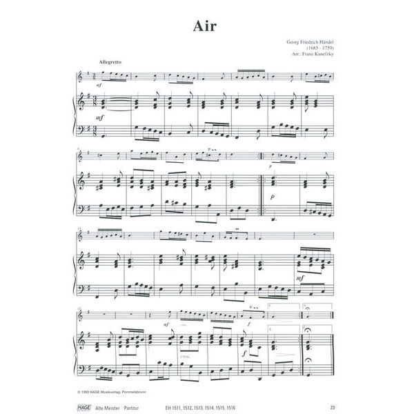 Hage Musikverlag Alte Meister Horn Piano