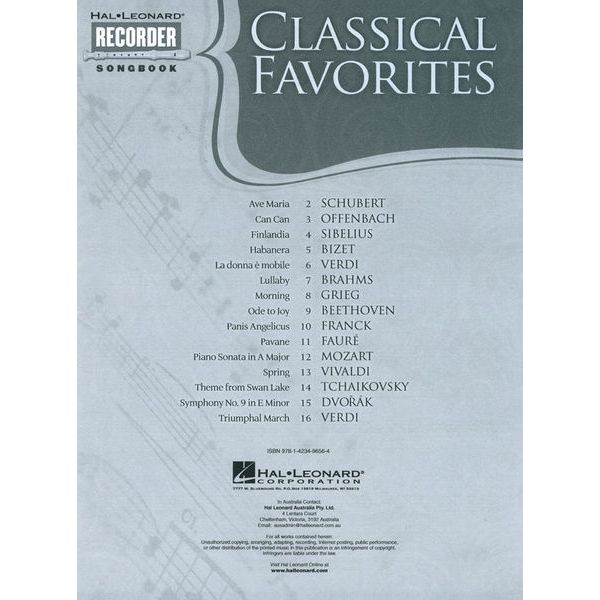 Hal Leonard Classical Favorites Recorder