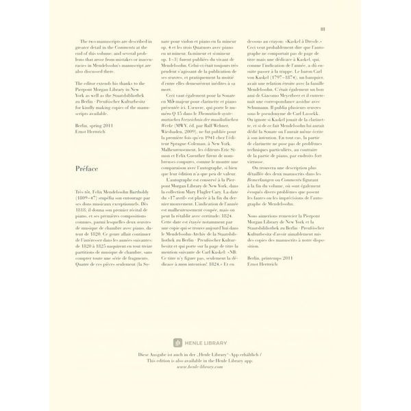 Henle Verlag Mendelssohn Sonate Es-Dur
