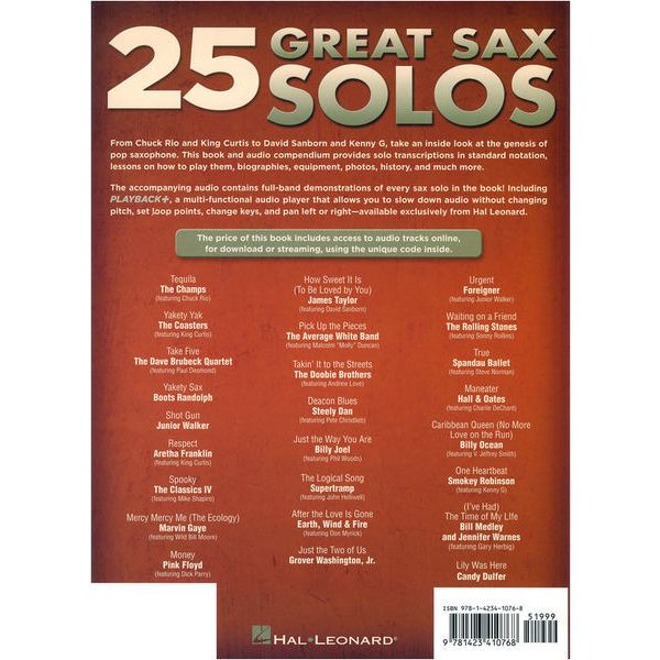 Hal Leonard 25 Great Sax Solos