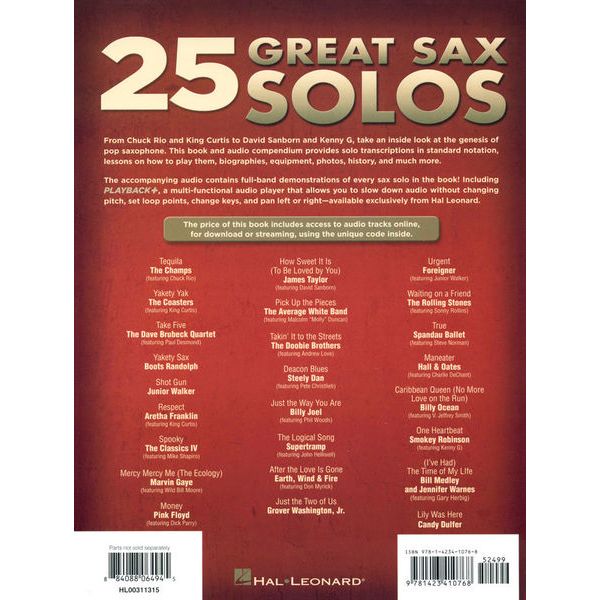 Hal Leonard 25 Great Sax Solos