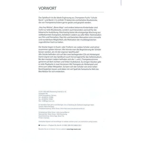 Hage Musikverlag Trompeten Fuchs Spielbuch
