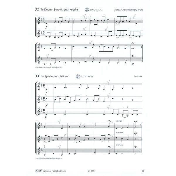 Hage Musikverlag Trompeten Fuchs Spielbuch
