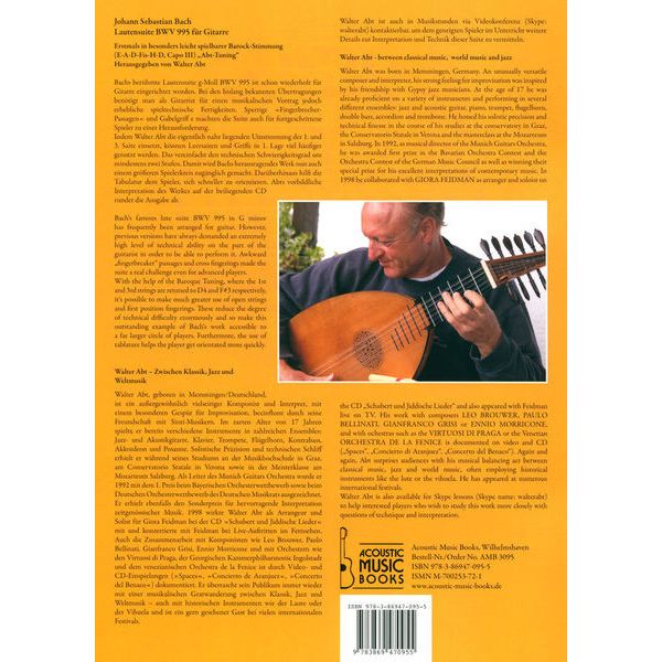 Acoustic Music Books Bach Lautensuite BWV 995