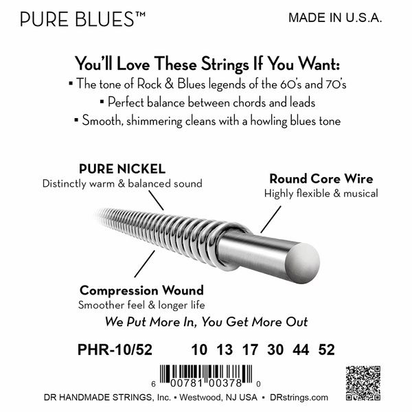 DR Strings Pure Blues PHR-10/52