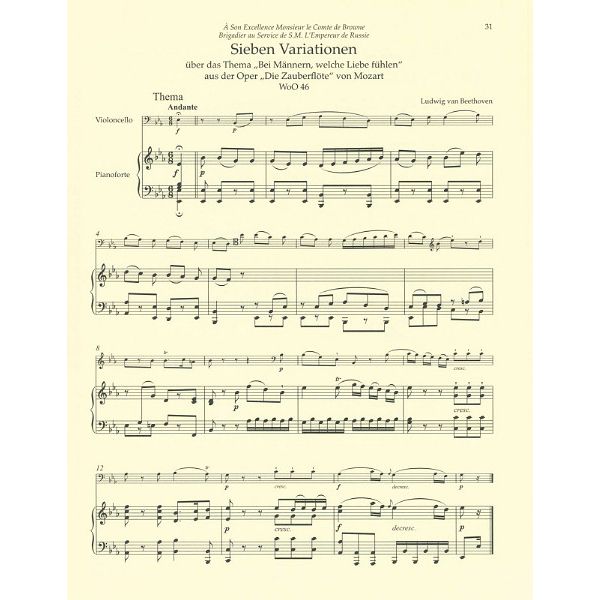 Bärenreiter Beethoven Variationen Cello