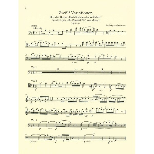 Bärenreiter Beethoven Variationen Cello