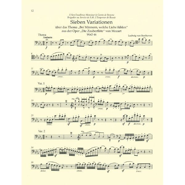 Bärenreiter Beethoven Variationen Cello