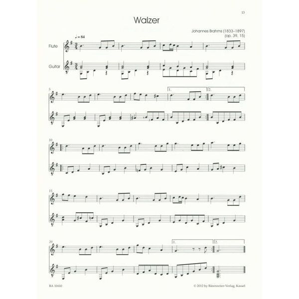 Bärenreiter Flute Classics Flute/Guitar