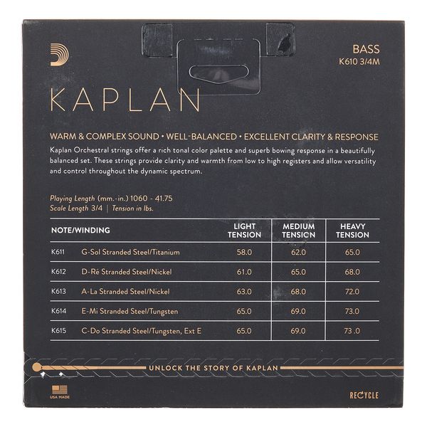Daddario K610-3/4M Kaplan Bass 3/4