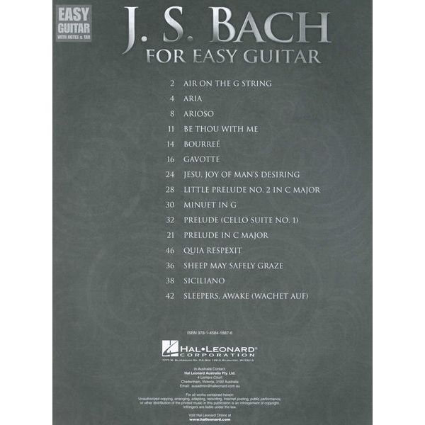 Hal Leonard J. S. Bach For Easy Guitar