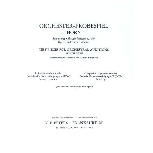 Edition Peters Orchester Probe Horn