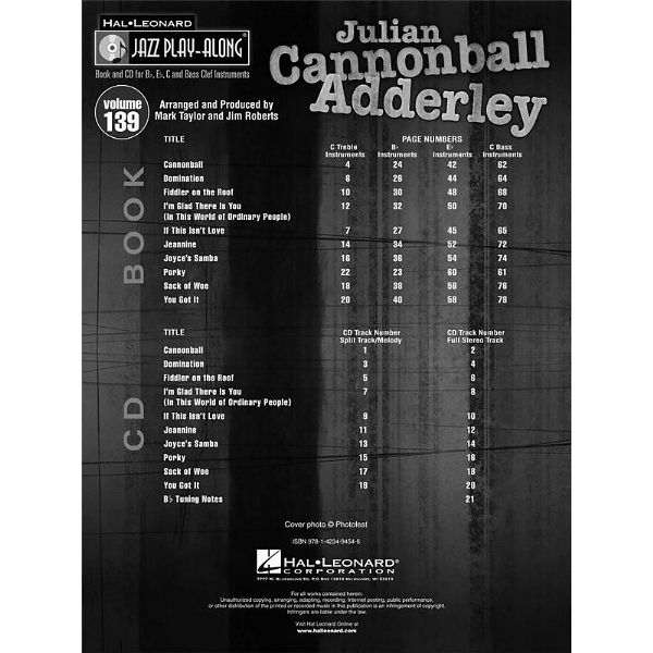 Hal Leonard Jazz Play-Along Cannonball