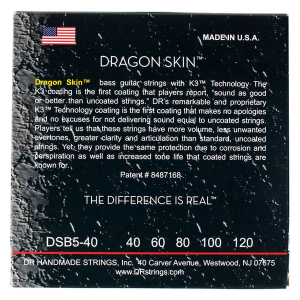 DR Strings Dragon Skin DSB5-40