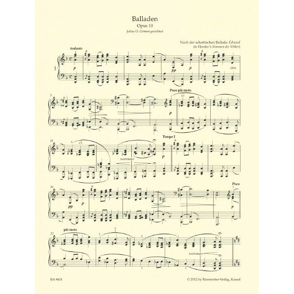 Bärenreiter Brahms Balladen op.10