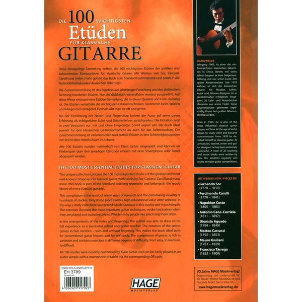 Hage Musikverlag 100 Etudes Classical Guitar