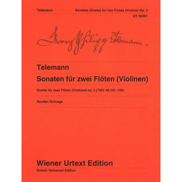 Wiener Urtext Edition Telemann Sonaten zwei Flöten