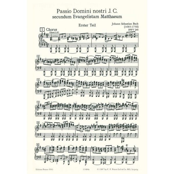 Edition Peters Bach Matthäus-Passion BWV 244