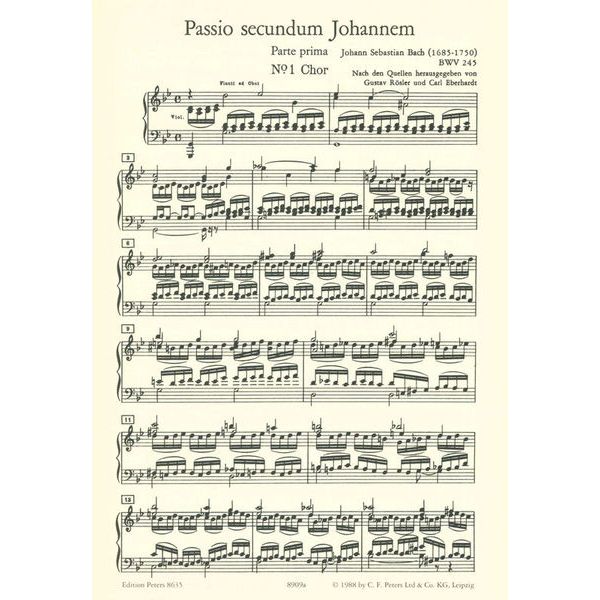 Edition Peters Bach Johannes-Passion BWV 245