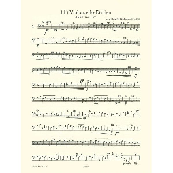 Edition Peters Dotzauer 113 Cello-Etüden 1