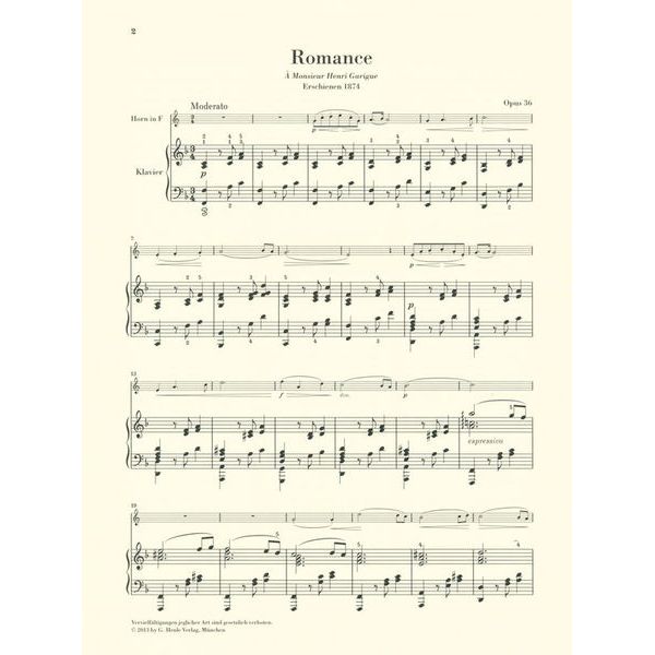 Henle Verlag Saint-Saëns Romances Horn