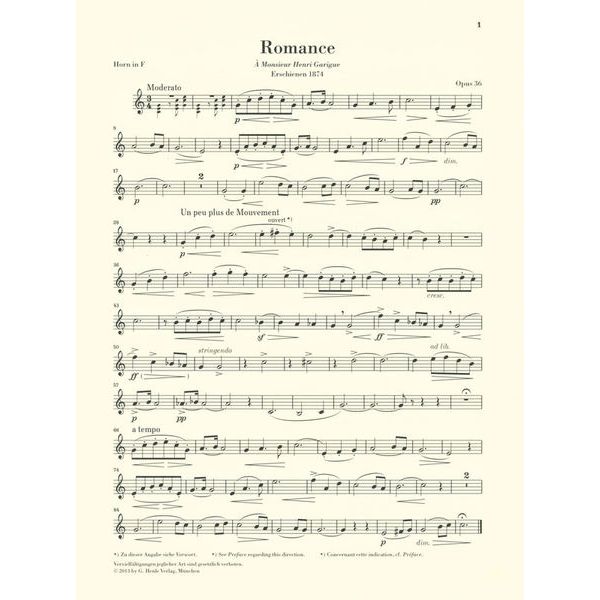 Henle Verlag Saint-Saëns Romances Horn