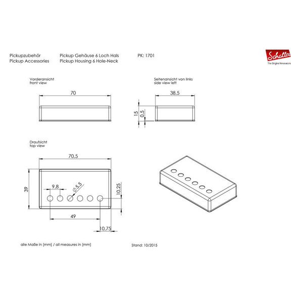 Schaller Pickup Cover 6 Hole-Neck CH