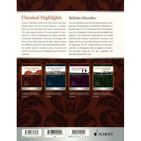 Schott Classical Highlights Violin