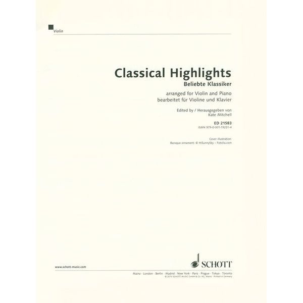 Schott Classical Highlights Violin