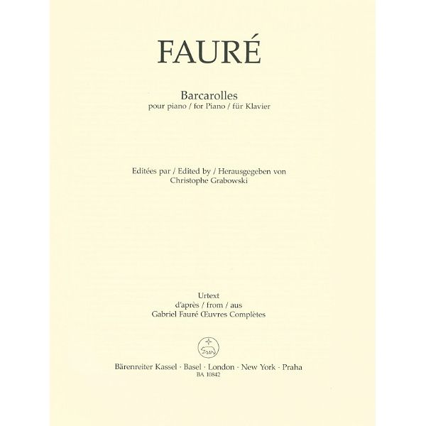 Bärenreiter Fauré Barcarolles