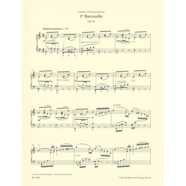 Bärenreiter Fauré Barcarolles