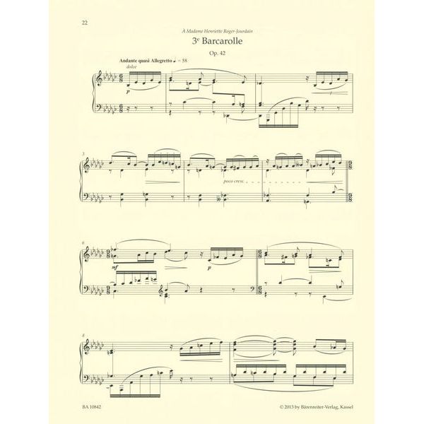 Bärenreiter Fauré Barcarolles