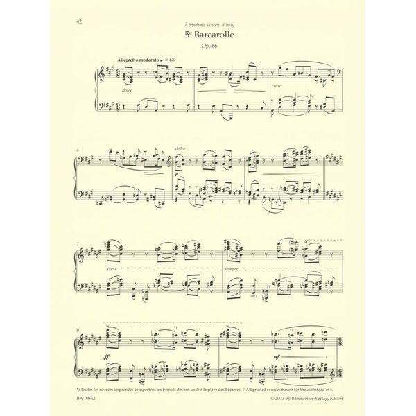 Bärenreiter Fauré Barcarolles