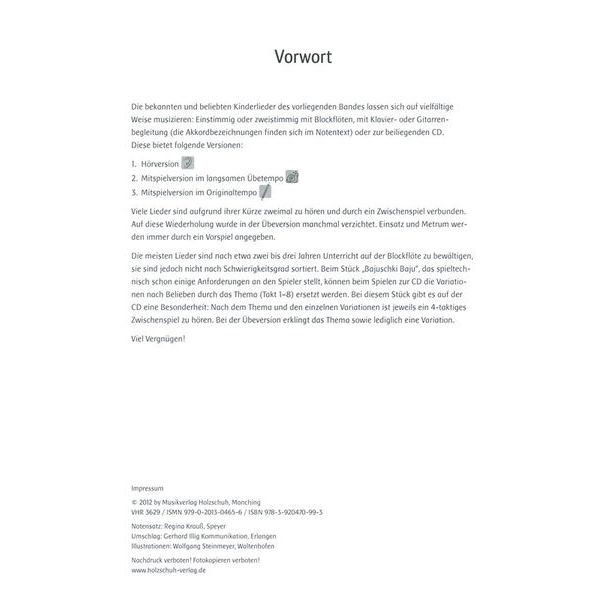 Holzschuh Verlag Flötentöne Lieblingslieder