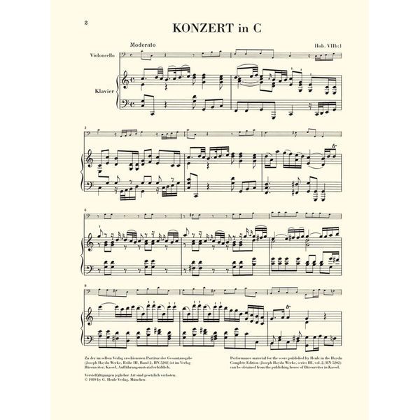 Henle Verlag Haydn Violoncello Concerto C