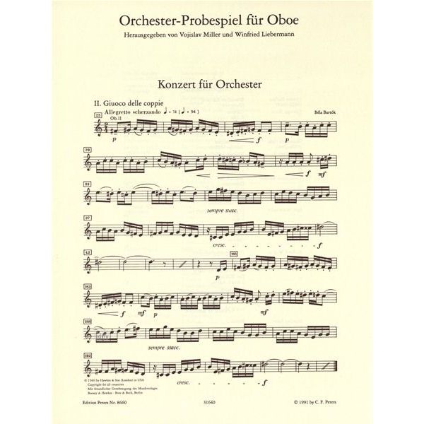Edition Peters Orchester Probespiel Oboe