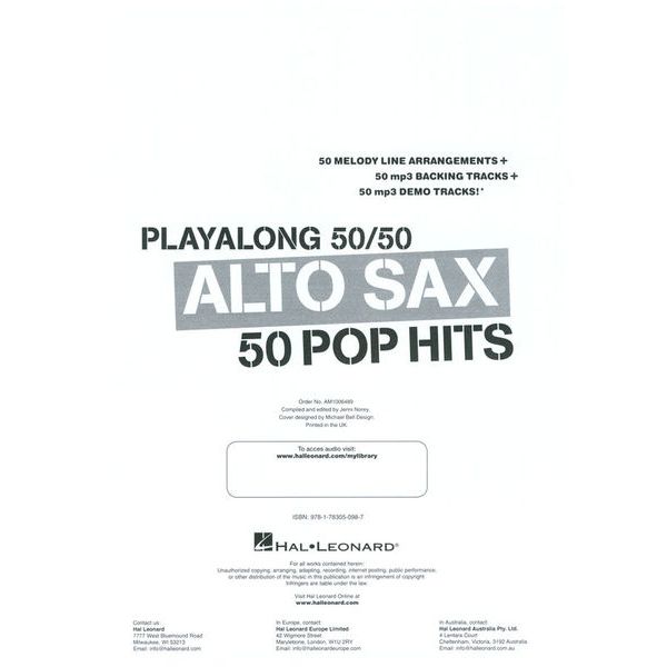 Wise Publications Playalong 50/50 - Alto Sax