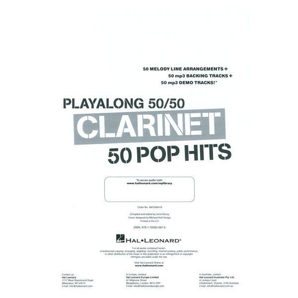 Wise Publications Playalong 50/50 Clarinet