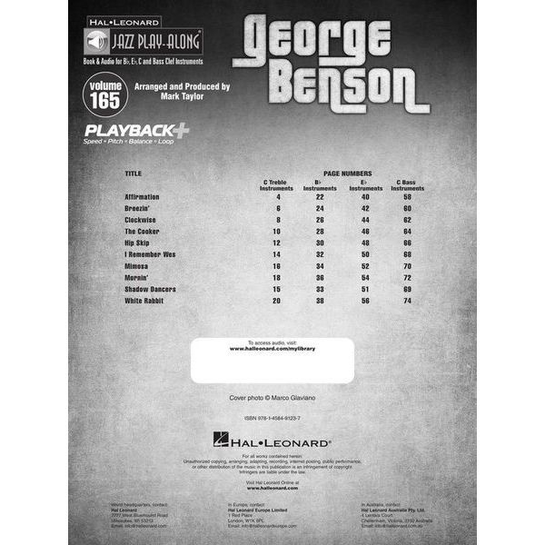 Hal Leonard Jazz Play-Along George Benson