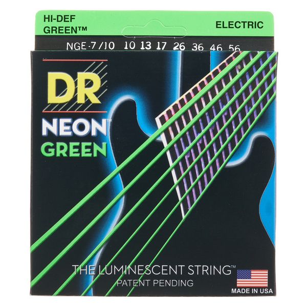 DR Strings Neon Green NGE7-10