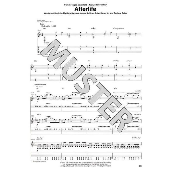 Afterlife sheet music for guitar (tablature, play-along) v2