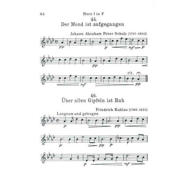 Friedrich Hofmeister Verlag Waldhornquartette 1